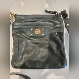 Marc Jacobs Dark Green Crossbody with Logo-Print Interior and Gold Hardware